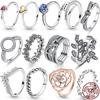 New 100 %925 Sterling Silver Rings Wholesale Popular Flower Lucky Rings For Women Jewelry Making