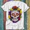 Floral Sugar Skull Day of the Dead Dia De Muertos T Shirt Top Tee 497