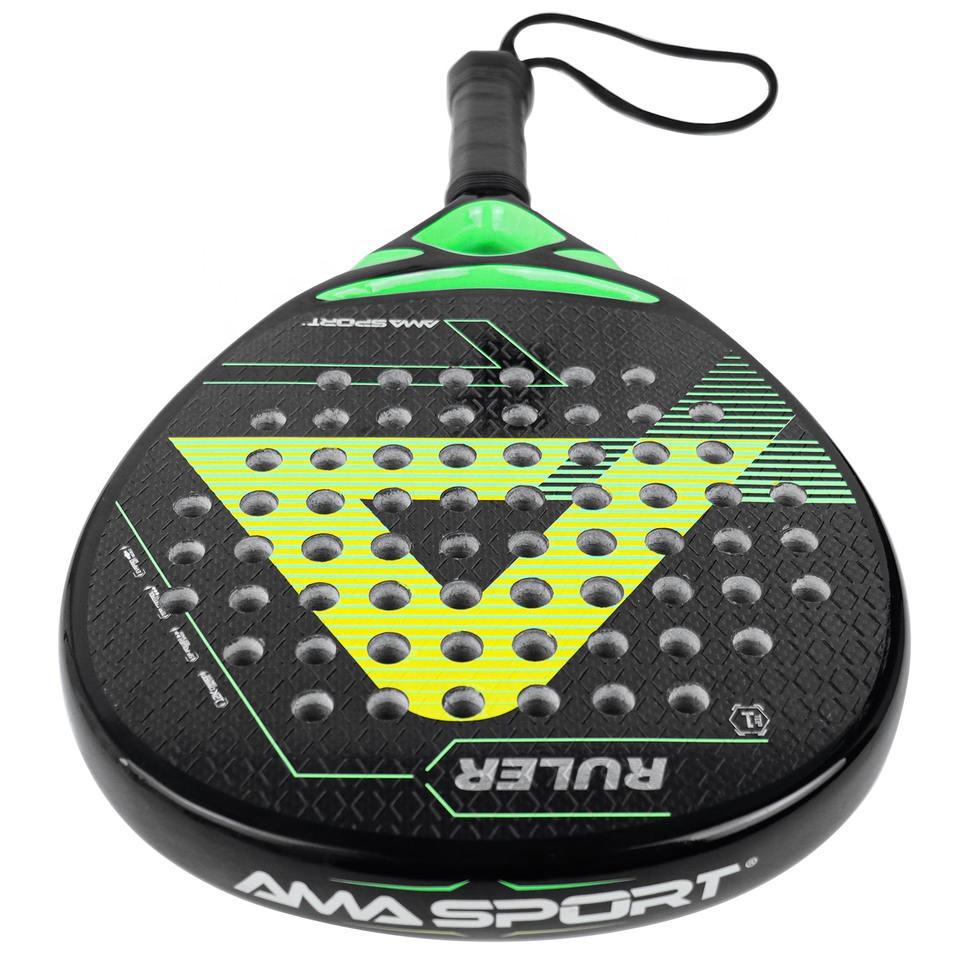AMASPORT Carbon Fiber Racket All Carbon and EVA Memory Elastic Foam Core Racket Diamond Senior Player Ball