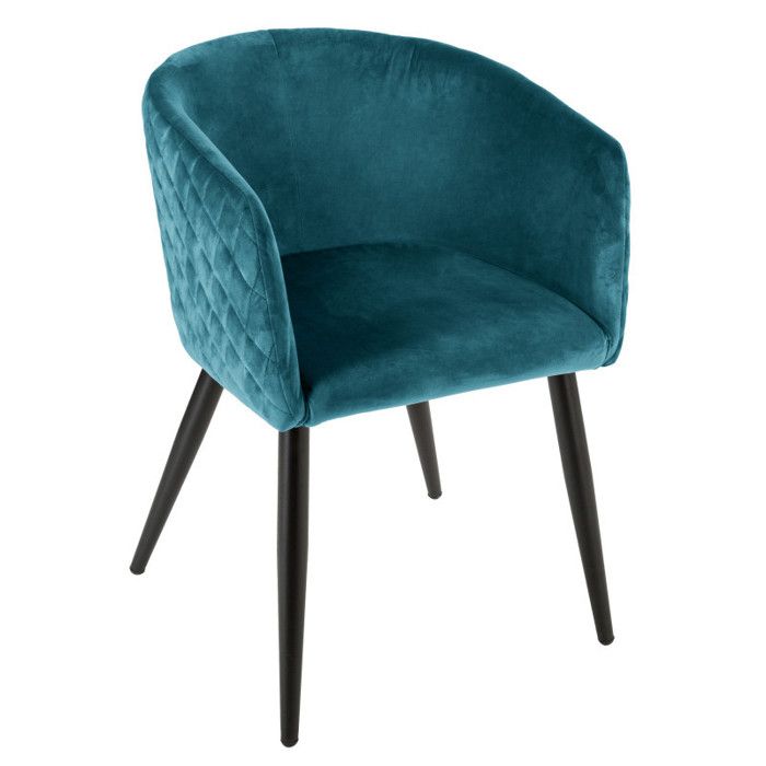 Atmosphera "Marlo" Velvet Decorative Armchair - Duck Blue