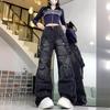 American Street Style Cargo Pants Women Dark Gray Spring Wide Leg Pants Women Loose Y2k Jeans
