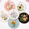 Embroidery Kit, Floral Patterns for Beginners, with Hoops, Embroidery Cloth, Needles, Embroidery Thread and Other Tools ZH