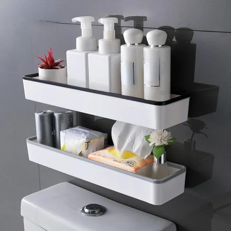 Wall Hanging Toilet Bathroom Storage Cabinet Rack Punch Free Multifunctional Artifact Above Toilet Rack Shelf Organizer
