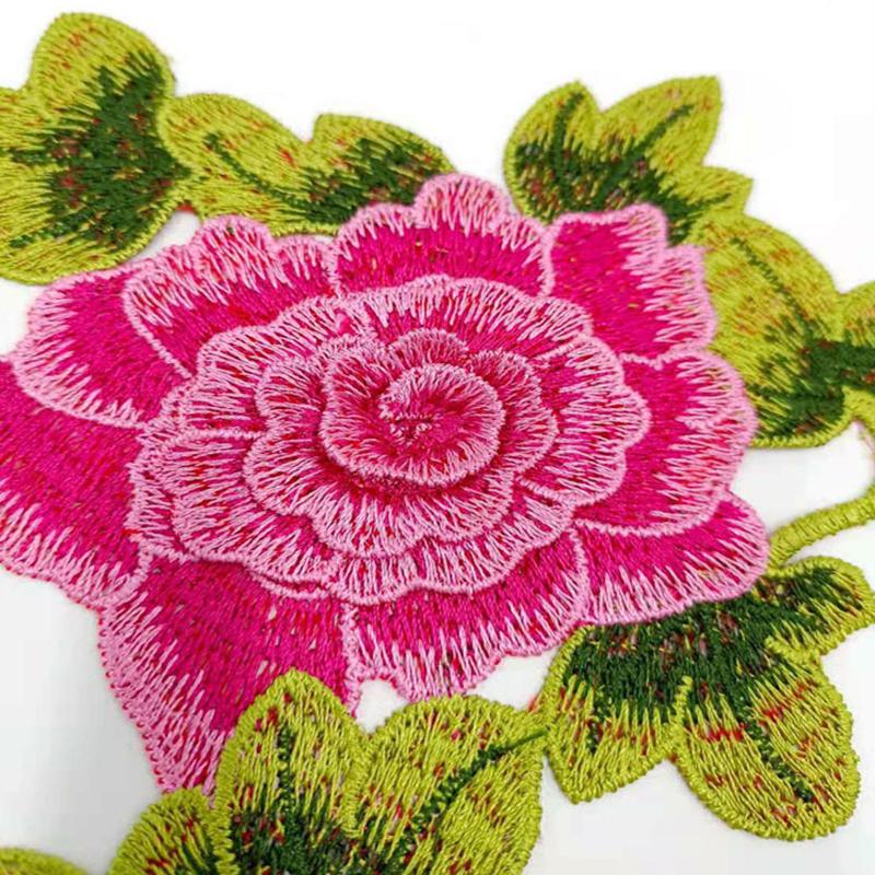 2Pcs Flower Applique Fashion Cheongsam Patch Fabric Sticker Lace Patches Sewing DIY Dress Embroidered Garment Accessories