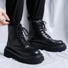 FashionEnglish Style Thick Soled Increase Height Boots Men Chelsea Boots Fashion Lace Up Platform Autumn Winter Man Motorcycle Boots