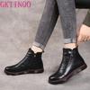 Fashion GKTINOO Autumn Winter Woman Genuine Leather Ankle Boots Female Casual Shoes Women Waterproof Warm Snow Boots Ladies Shoes