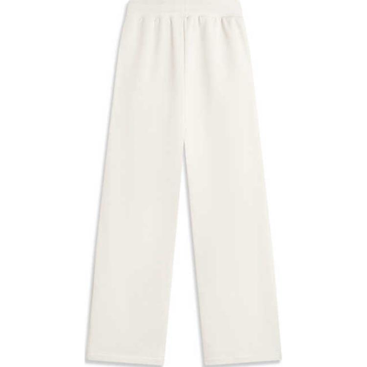 Li Ning Comfortable Simple Loose Straight Leg Casual Pants Women Bottoms Off-White AKLU280-2