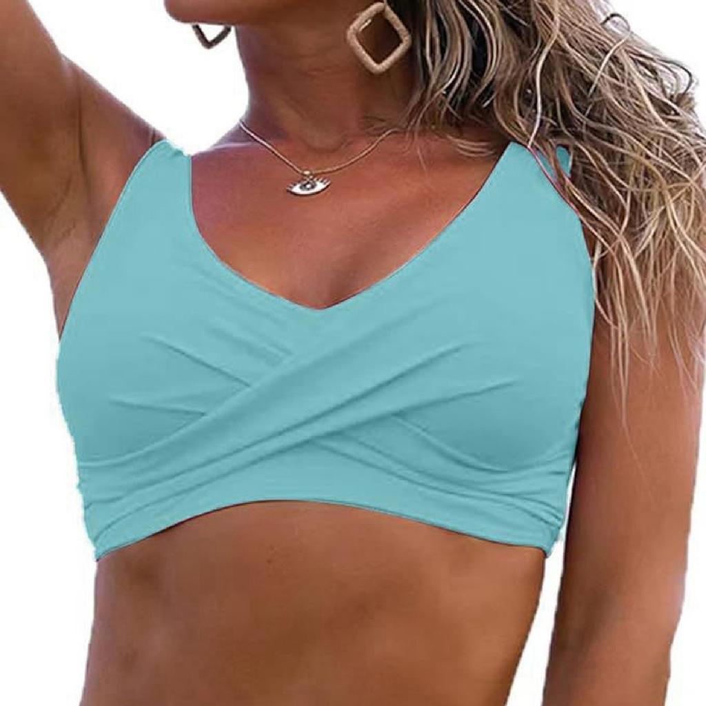 Women Bikini Top Tummy Swim Tops V Neck Bathing Suit Top No Bottom