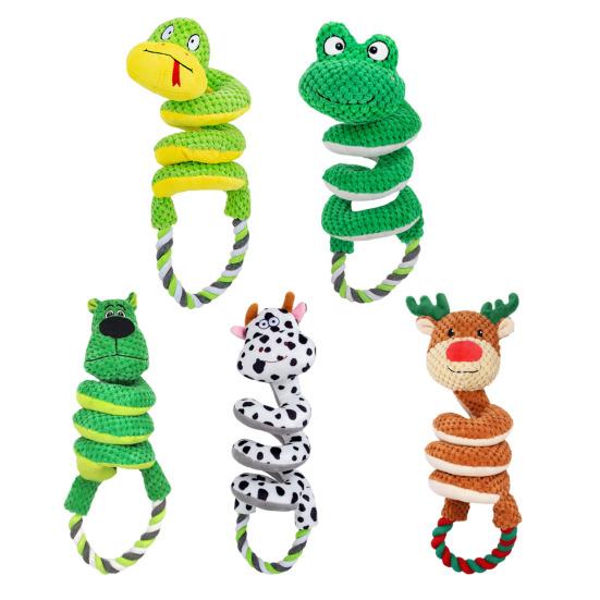 Interactive Squeaky Rope Dog Toy Plush Chew Toy with Sound Dental