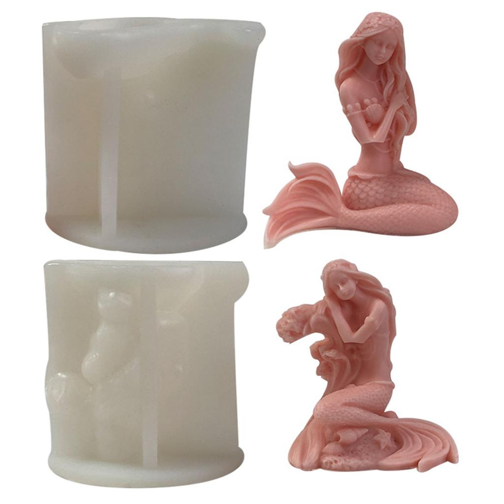 3D Mermaids Shape Candle Mold Unique Mermaids Aromatherapys Gypsum Ornament Plasters Fragrances Stone Epoxy Molds DIY