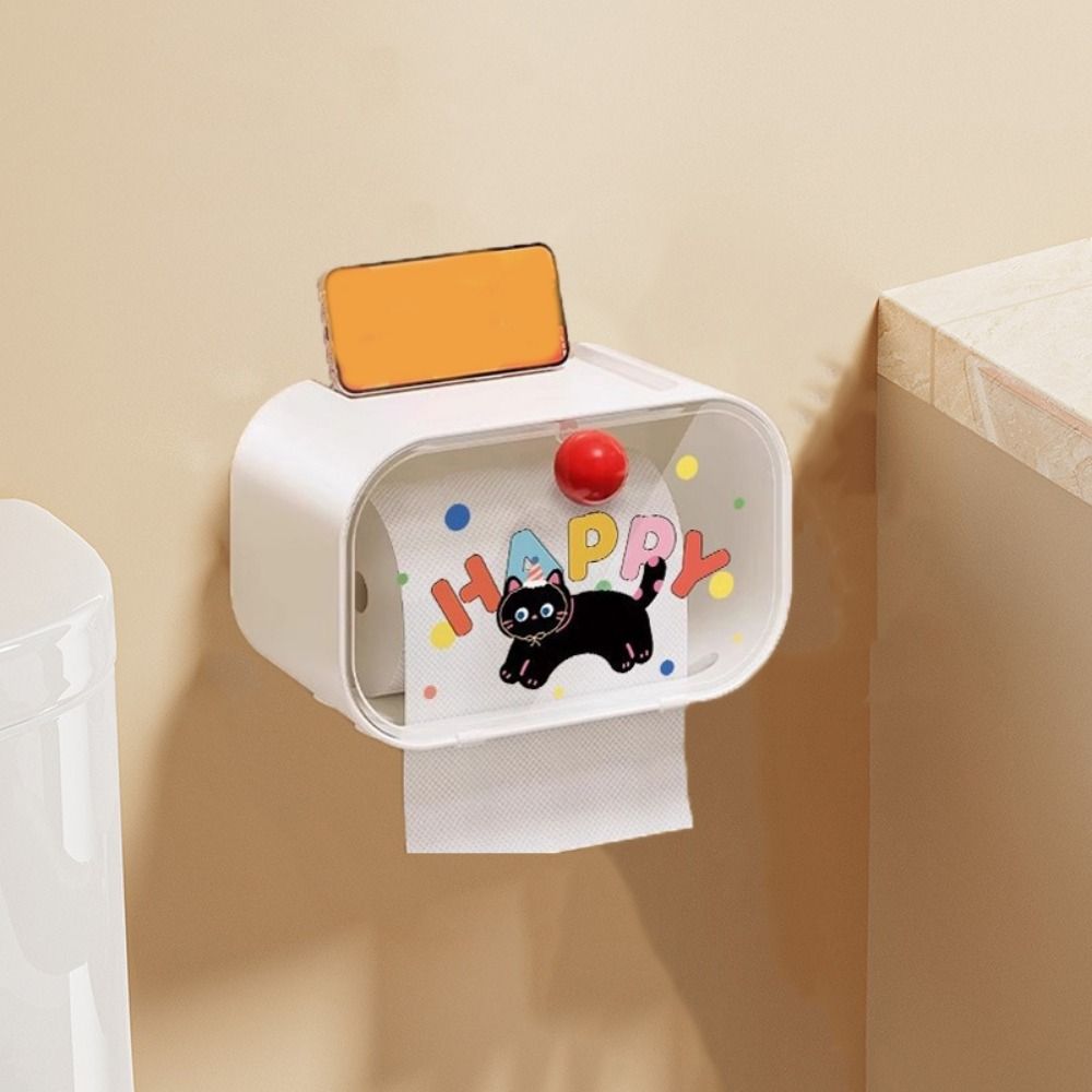 No Punching Wall Mounted Tissue Box Plastic Paper Towel Box Creative Cartoon Tissue Holder Kitchen