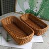 Rectangle Imitation Rattan Storage Basket Plastic Bread Food Plate Fashion Faux Wicker Tray Home