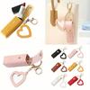 2pcs Portable Leather Lipstick Bag Makeup Pouch Lip Balm Bag Keychain Holder Lipsticks Protective Cover With Mirror