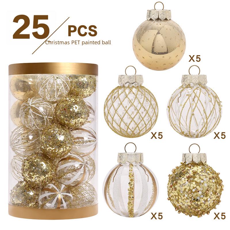 Platinum Boutique PET Christmas Ornament Set: Painted Baubles for Tree Decoration