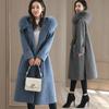 Autumn and Winter Thickened Woolen Women's Coat Long Fur Collar Coat