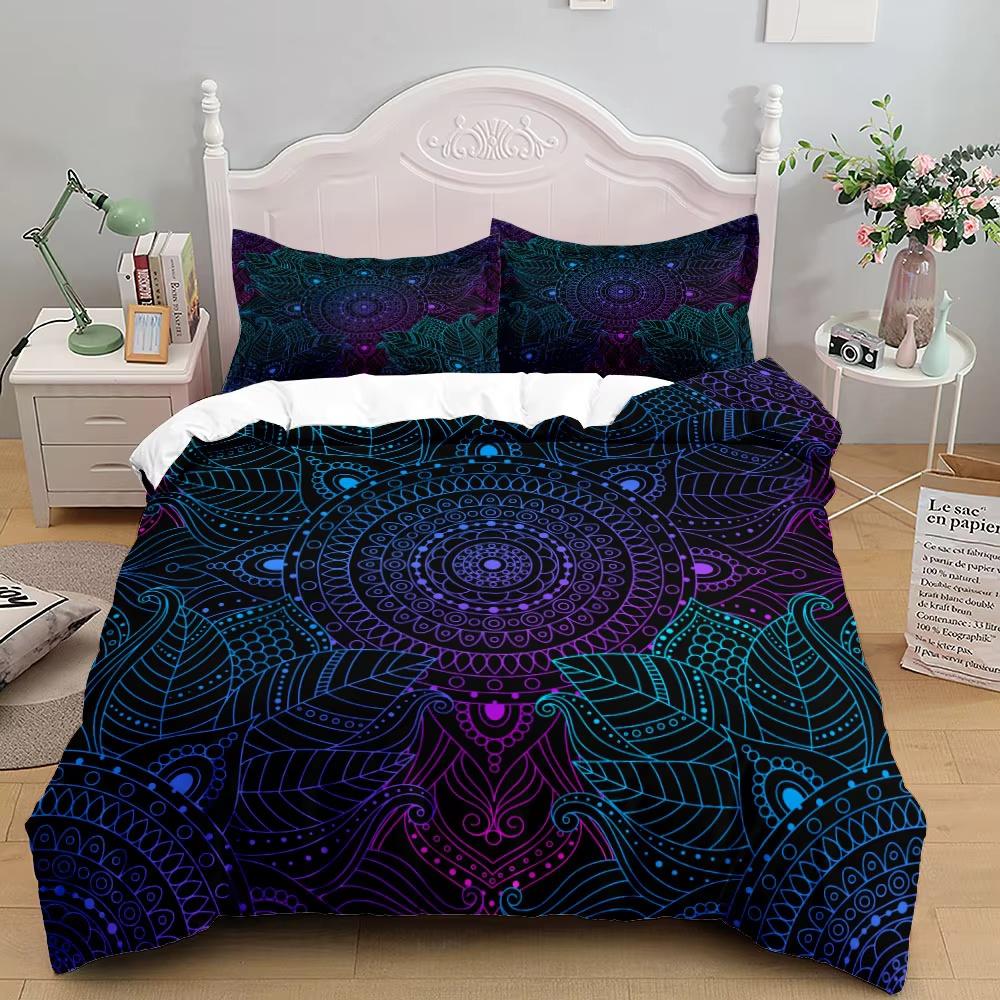 Bohemian Mandala Purple Duvet Cover Set Single Twin Double Queen King Cal King Size Bed Linen Set