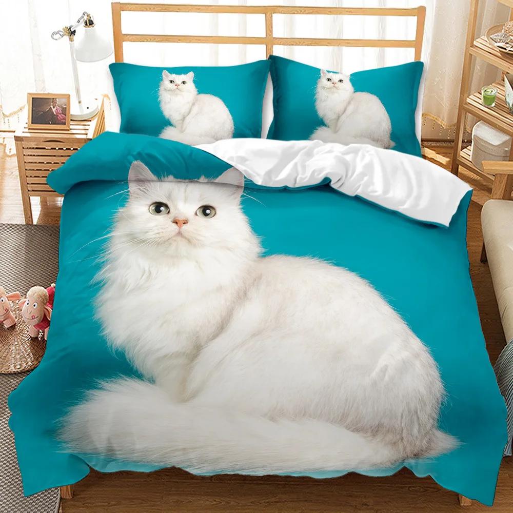 Cat Duvet Cover Set Cool Cat In Hat With Sharp Eyes Animal Twin Bedding Set Bedclothes Queen King Size Polyester Qulit Cover