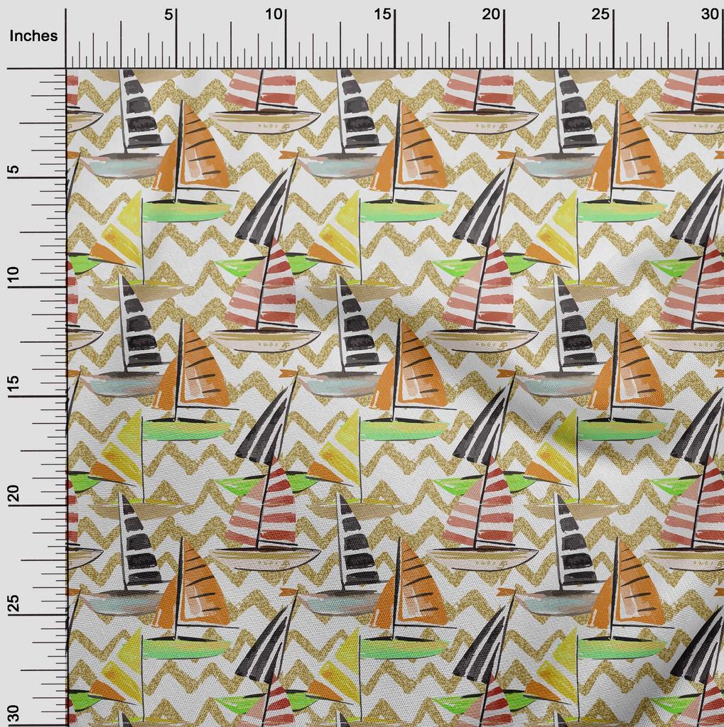 oneOone Cotton Flex Beige Fabric Beach Fabric For Sewing Printed Craft Fabric By The Yard 40 Inch