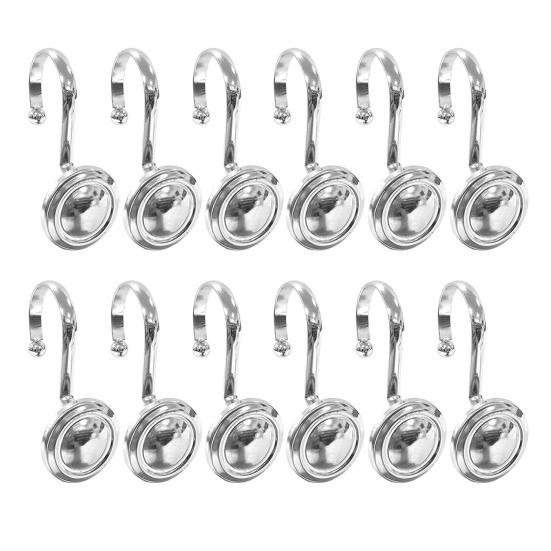 12Pcs Shower Curtain Hooks Rustproof Corrosion Resistant Simple Installation Decorative Metal Shower