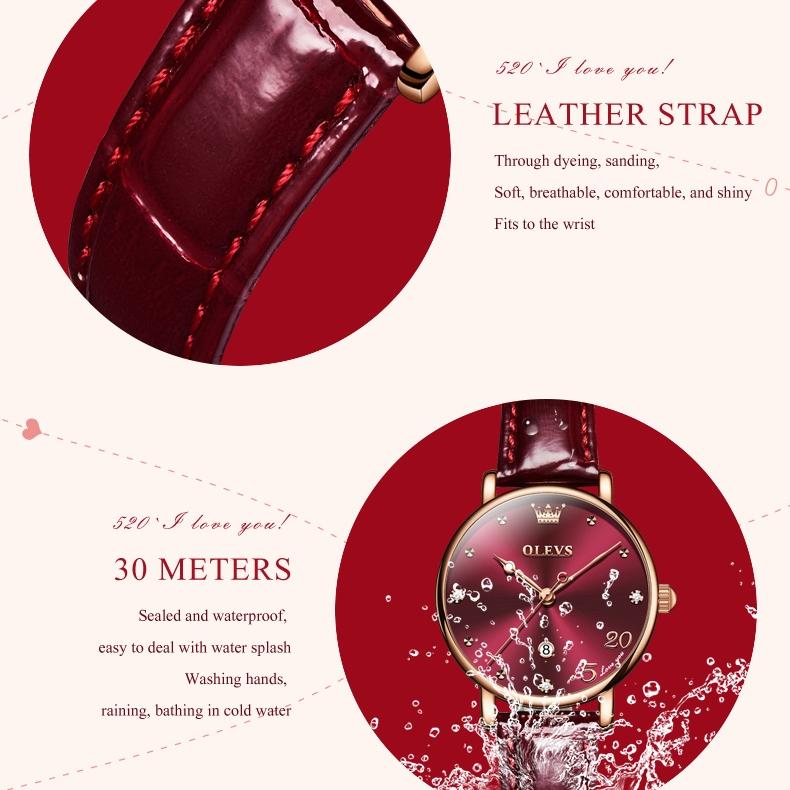 OLEVS Valentine's Day Gift 2023 New Fashion Quartz Small Green Watch Simple Belt Women's Watch