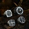 New Store 316L Stainless Steel Viking Cross Compass Runic Pirate Men's Ring Nautical Fashion Jewelry
