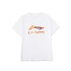 Li Ning Sports Fashion Series Letter Logo Cartoon Pattern Printed Loose Casual Short Sleeve T-Shirt Unisex Tops White AHSU837-2