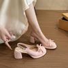 Coarse Heel Bag Head Single Shoes Women's Summer New with Skirt Bow High Heel Fashion Sandals