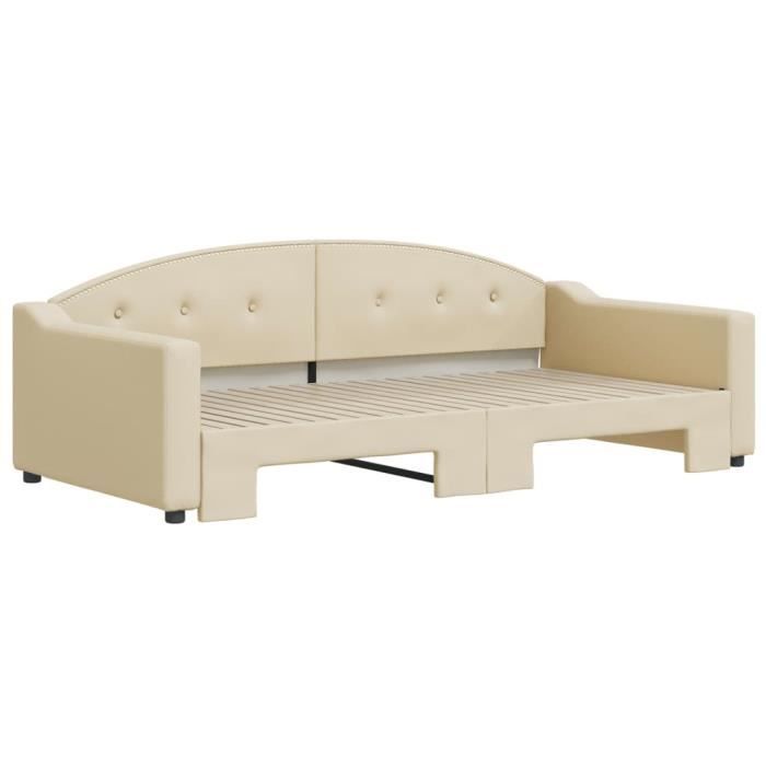 VidaXL Daybed with Trundle Bed Cream 100x200 Cm Fabric 3197539