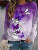 Plus Size Women's New Tops Round Neck Long Sleeves Butterfly 3D Printed Loose Tops Round Neck Long Sleeves for Women