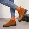 2024 Winter Hot Selling Comfortable Solid Color Warm Women's Ankle Boots Retro Print Daily Casual Zipper Women's Chelsea Boots