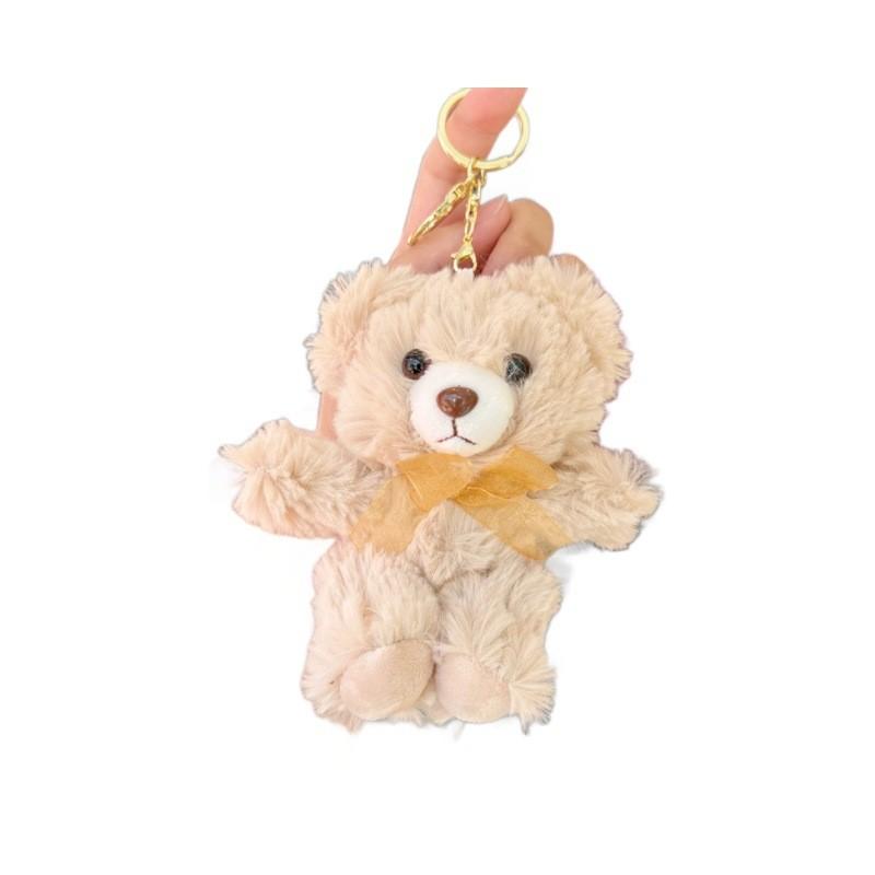 Teddy Cartoon Bear Plush Toy Bow Decoration Animal Doll Keychain Kid Pendant