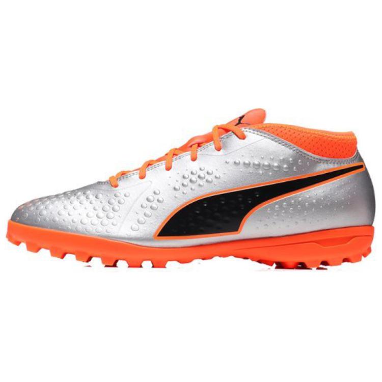 Puma One 4 Syn TT Soccer Shoes Men Footwear Silver Orange Black 104751-01
