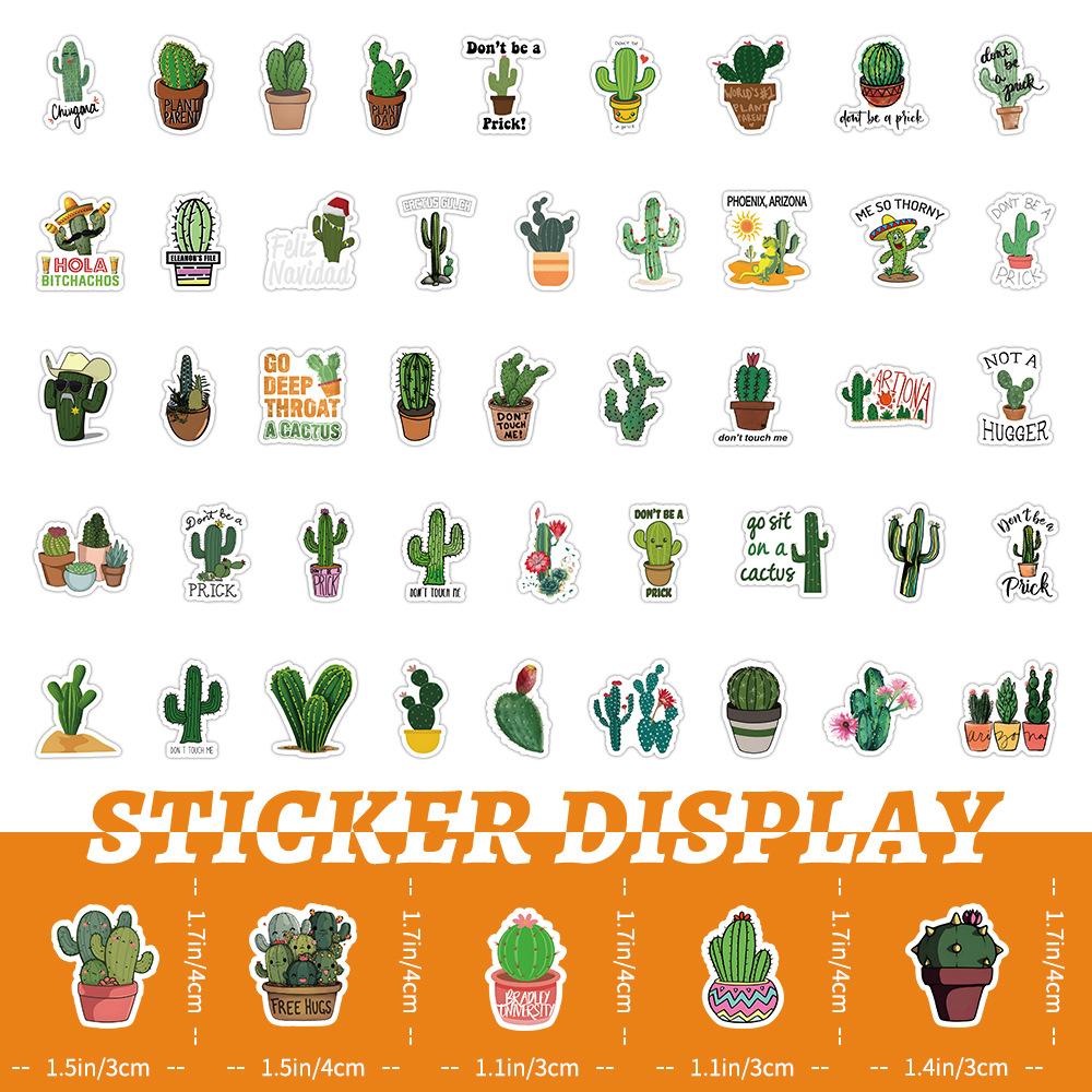 100 Pieces of Cactus Green Plant Graffiti Stickers, Hand Drawn Luggage, Stationery Box, Waterproof Stickers