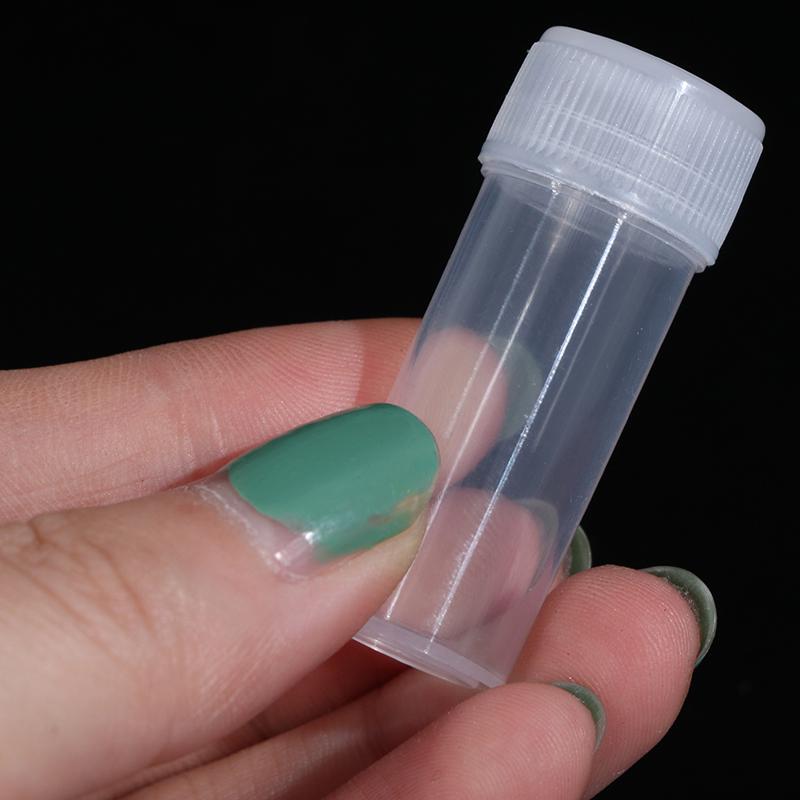 10Pcs 5Ml Plastic Test Tubes Vials Sample Container With Cap For Chemistry