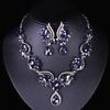 European and American Gemstone Jewelry Set: Fashion Bridal Necklace & Earrings for Women