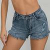 Women's Plus Size High Waist Ripped Denim Shorts