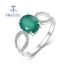 Gorgeous Fashion Design Natural Green Agate Ring Elegant 925 Sterling Silver Fine Jewelry Birthday Gift for Ladies and Girls