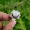 Natural Rainbow Moonstone Gemstone Solitaire White Adjustable Ring 925 Silver