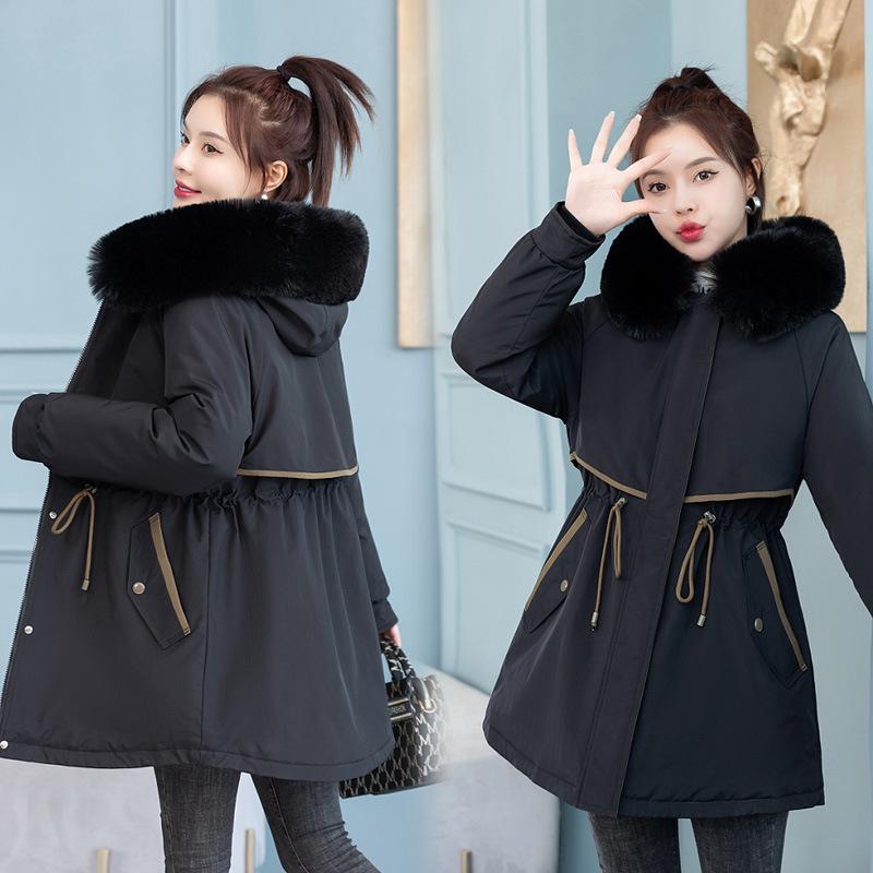 Wear One Dress and Three Women's Medium and Long Removable Slim-fitting and Thin Cotton Clothes, Winter Fashion Warm Jacket