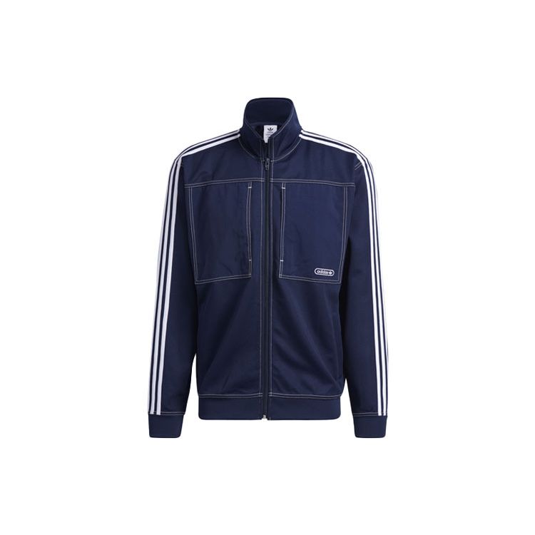 Adidas Originals Trefoil Three-Stripe Track Jacket Men Jackets Collegiate-Navy-Blue GN3807
