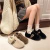 Fashion Faux Fur Women Casual Female Sneakers White Leather Shoes Slip-on Loafers Fur Soft Moccasin Slip On New Winter Soft Ballet Flats