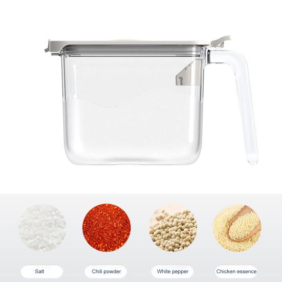 Seasoning Bottle with One-Hand Open Lid Measuring Spoon Silicone Ring Moisture-Proof Small