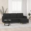 VidaXL 3-seater Sofa with Footrest Black 180 Cm Fabric 3201196