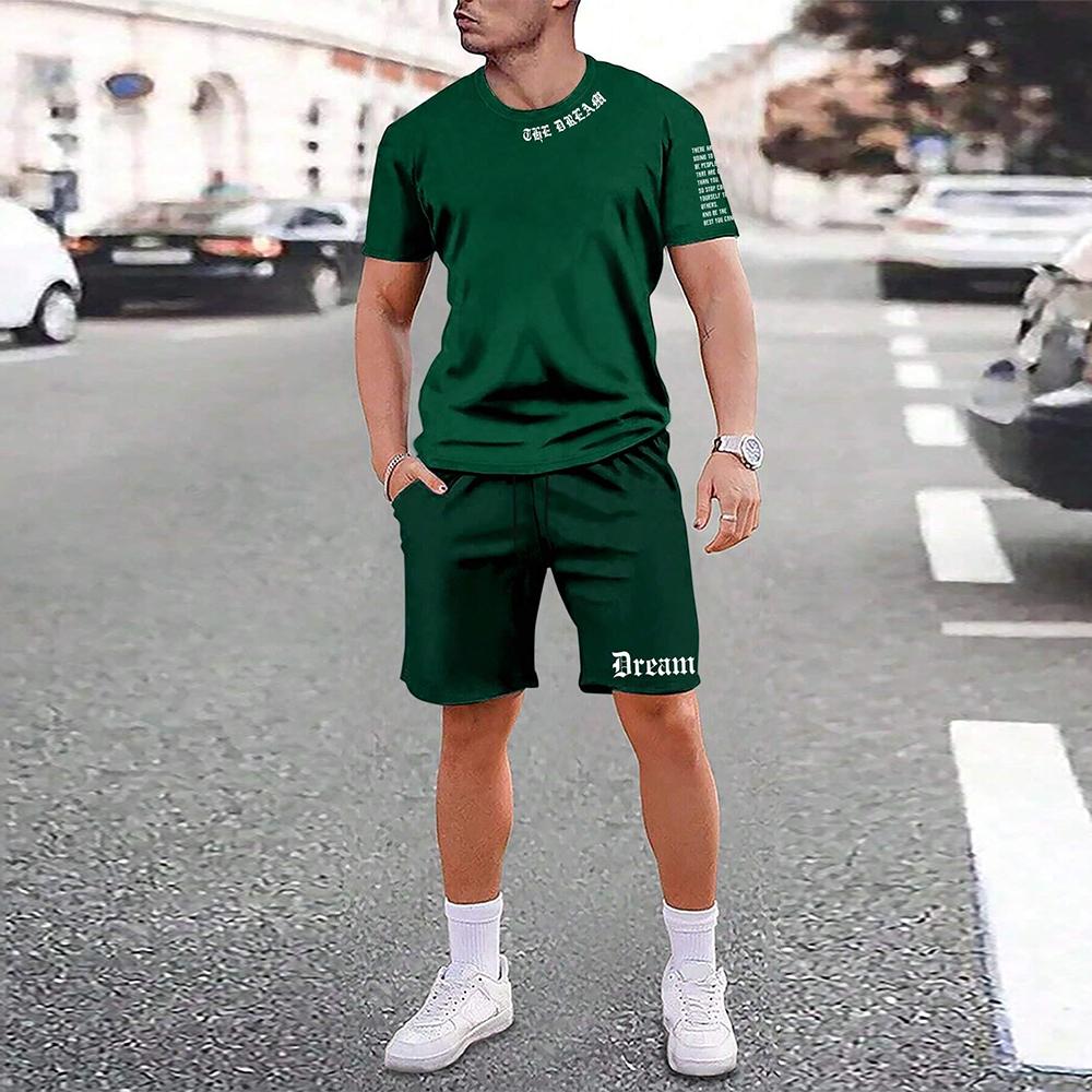 Summer Y2K Style Fashion Trendy Men's Set Extra Large Men's Loose Top Refreshing and Breathable Leisure Travel Set