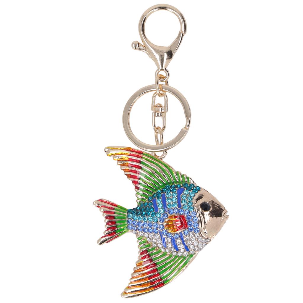 Fish Keychains Shiny Metallic Luster Cute Tropical Fish Rhinestones Fish Key Chain Hand Crafted for