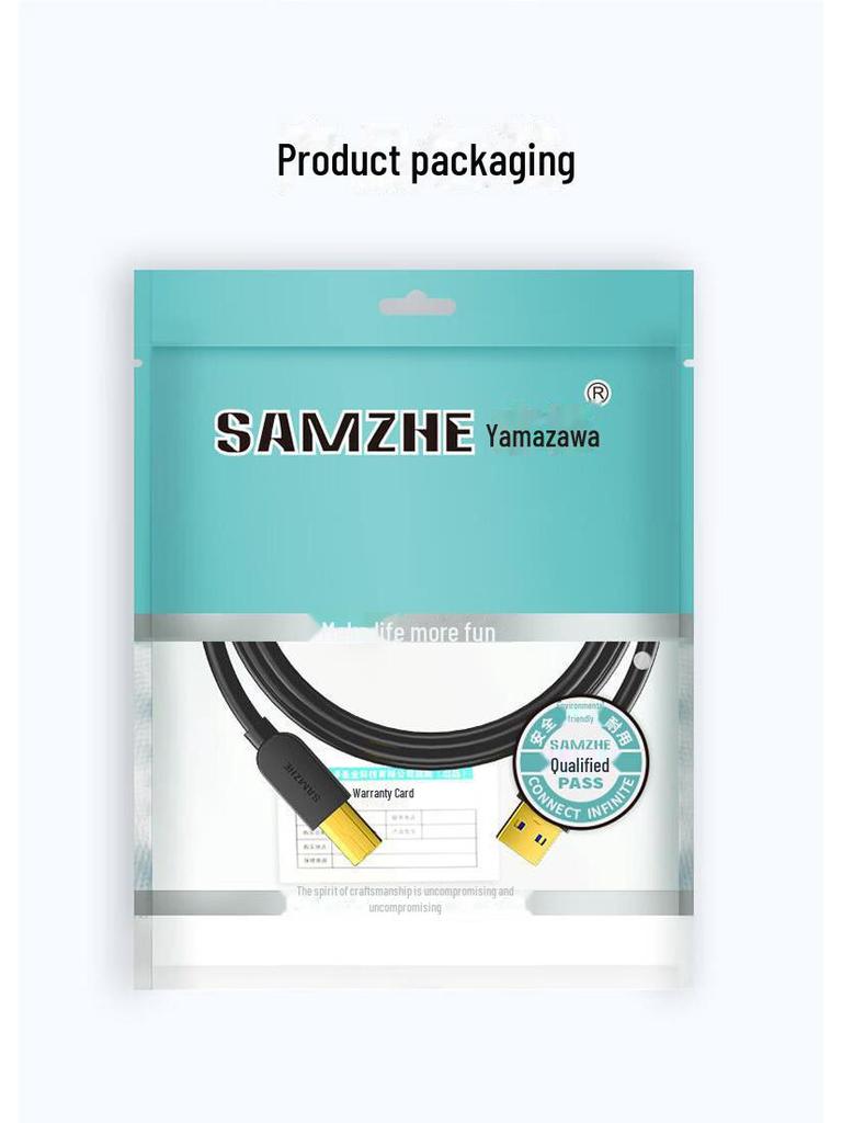 Shanze USB 3.0 Gold-Plated High-Speed Printer Cable, AM/BM Square Port Connector