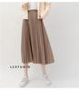 Qooth Elegant A Line Pleated Skirt Spring Summer Long Skirt Women Casual High Waisted Maxi Skirts JM0001