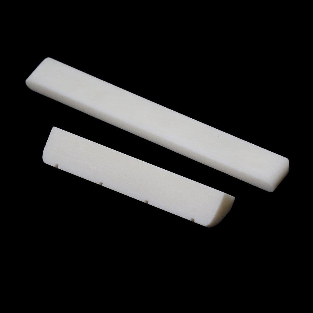 SONONIA 2 Sets Cow Bone Bridge Saddle for Ukulele Stringed Instrument Parts White