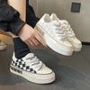 Small Fragrant Wind Checkerboard Canvas Shoes Women New Niche Design Sense Thick Soles with Small White Board Shoes