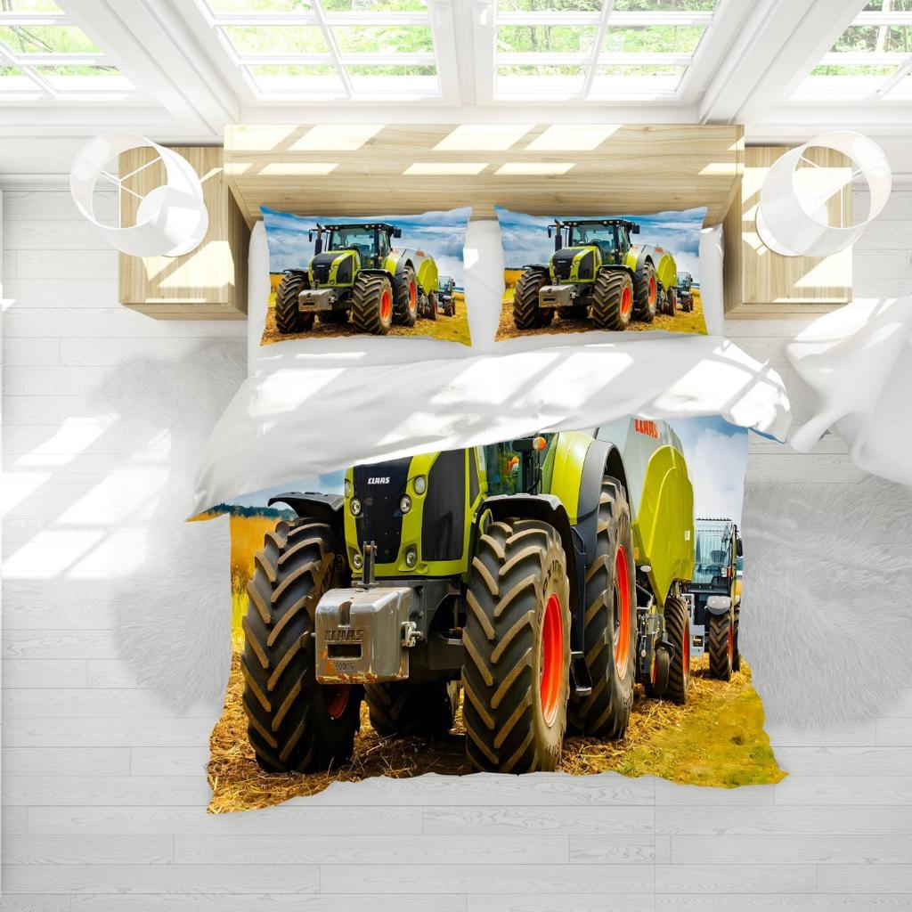 3pcs Green Field Truck 3D Printed Bedding Set Cozy Comfortable Duvet Cover King Queen Twin Size Birthday Gift Bedroom Decoration